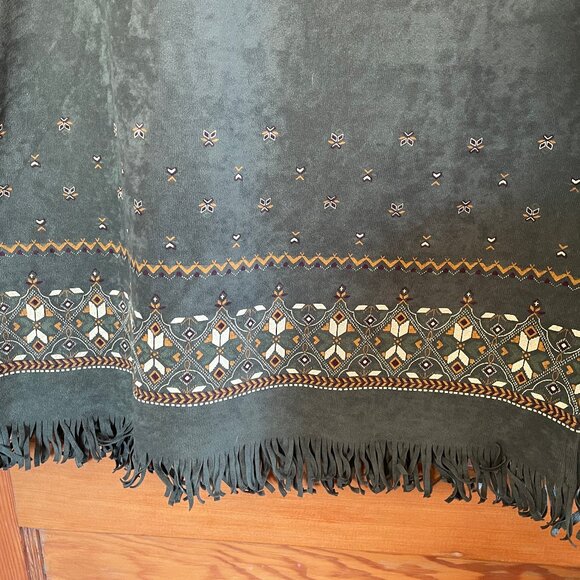 NOTATIONS Clothing Co Long Skirt With Tribal Pattern and Fringe at Bottom Sz L - Picture 5 of 8